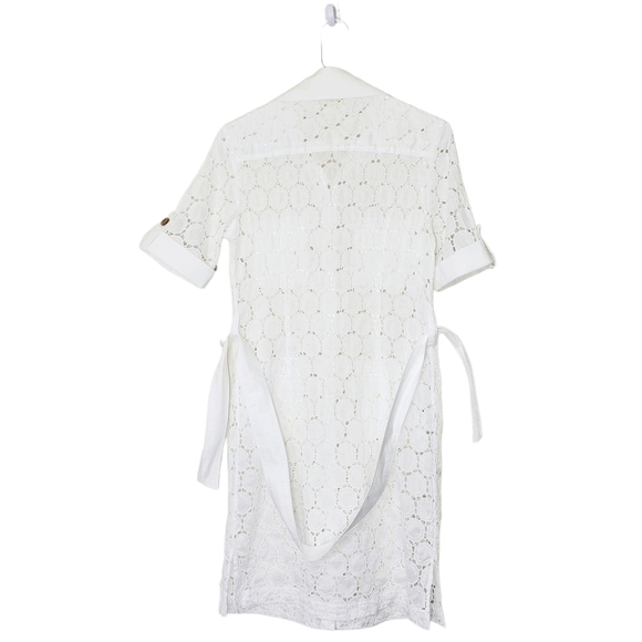 Craig Taylor Mini Eyelet Lace Button Down Shirt Dress - Picture 5 of 7